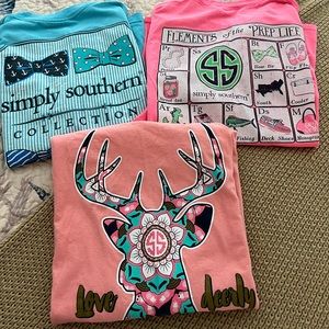 3 Simply Southern tees. AS. Two short, one long sleeve.